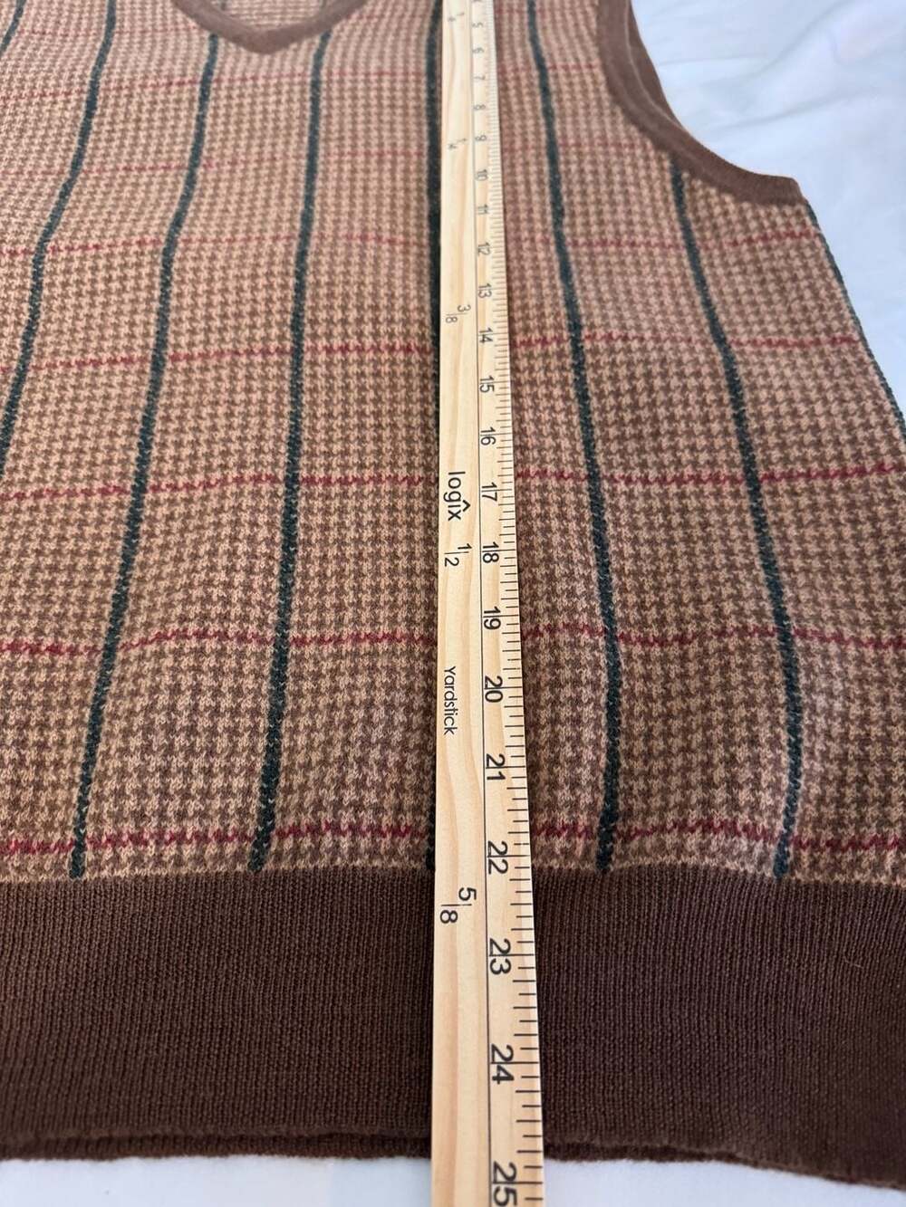 Polo by Ralph Lauren Sweater Vest Size M Brown Plaid Lambswool - Picture 3 of 7